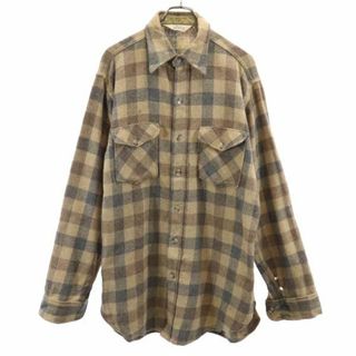 ウールリッチ(WOOLRICH)のウールリッチ 70s USA製 ヴィンテージ チェック 長袖 ウールブレンド シャツ L ブラウン系 WOOLRICH メンズ(シャツ)