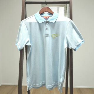 ビームスゴルフ(BEAMSGOLF)のビームスゴルフ　半袖　ポロシャツ　メンズ　日本製　水色　刺繍　ロゴ　М(ウエア)