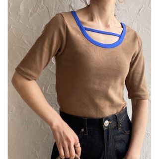 ZARA - 新品　前後2way  ラウンドネック　リブTシャツ　