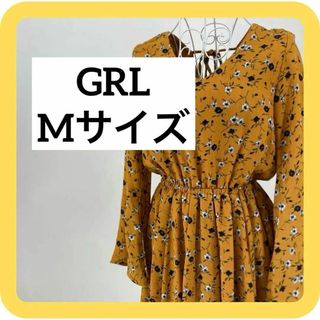 グレイル(GRL)のGRL Mサイズ　グレイル　ワンピース　花柄 総柄　イエロー　ロング(ロングワンピース/マキシワンピース)