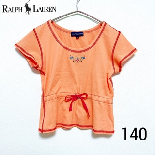 ラルフローレン(Ralph Lauren)のラルフローレン　Tシャツ　カットソー  女の子　140 オレンジ　半袖　刺繍(Tシャツ/カットソー)
