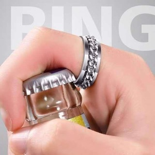 【お買い得】男女兼用 指輪 シルバー 韓国　ユニセックス チェーン(リング(指輪))