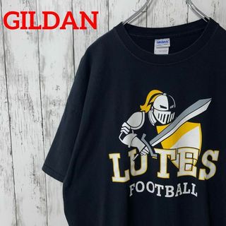 GILDAN USA古着 ビッグプリントTシャツ XL 黒LUTESフットボール(Tシャツ/カットソー(半袖/袖なし))