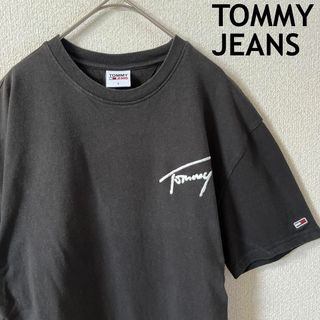 TOMMY JEANS - O3 TOMMY JEANS tシャツ 半袖　刺繍ロゴ　Sメンズ　無地黒