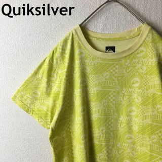 QUIKSILVER - E1 クイックシルバー　半袖Tシャツ　ロゴパターン柄　Mメンズ サーフ　緑黄