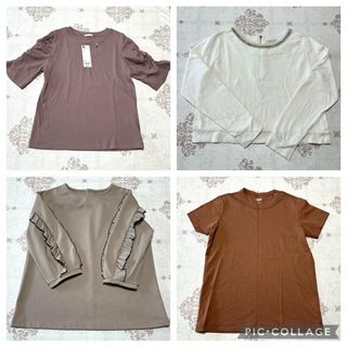 ジーユー(GU)の春夏コーデ　まとめ売り　レディース　４点　シャツ　トップス　Ｍ(カットソー(半袖/袖なし))