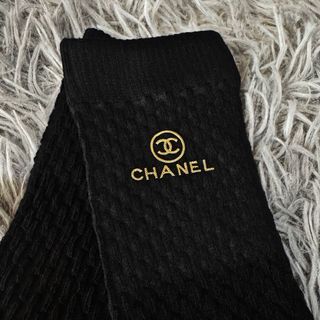 CHANEL - ワンポイント ロゴ 靴下 22-24cm ソックス ブラック CHANEL