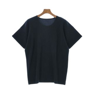 HOMME PLISSE オムプリッセ Tシャツ・カットソー 4(XL位) 紺 【古着】【中古】(Tシャツ/カットソー(半袖/袖なし))