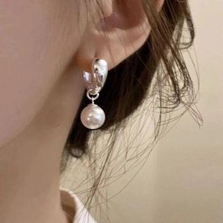 ピアス フォーマル パール レトロ シルバー かわいい　(ピアス)