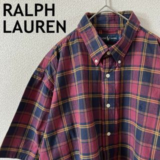 ラルフローレン(Ralph Lauren)のO3ラルフローレン　チェックシャツ　半袖コットン　ゆったりＬメンズ ボタンダウン(Tシャツ/カットソー(半袖/袖なし))