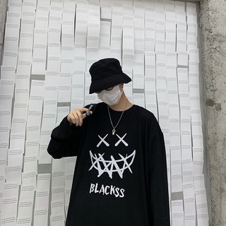 ユニセックス　ブラック　ロンＴ　ストリート　ヒップホップ　長袖　XL(Tシャツ/カットソー(七分/長袖))