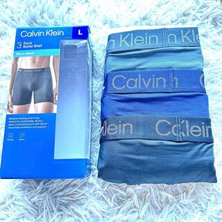 カルバンクライン(Calvin Klein)のLサイズ　3枚　カルバンクライン　ボクサーパンツ　メッシュタイプ　黒　灰色　紺色(ボクサーパンツ)