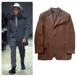 ヨウジヤマモトプールオム(Yohji Yamamoto POUR HOMME)のヨウジヤマモトプールオム 1995AW ツイード切替ジャケット ハリスツイード(テーラードジャケット)