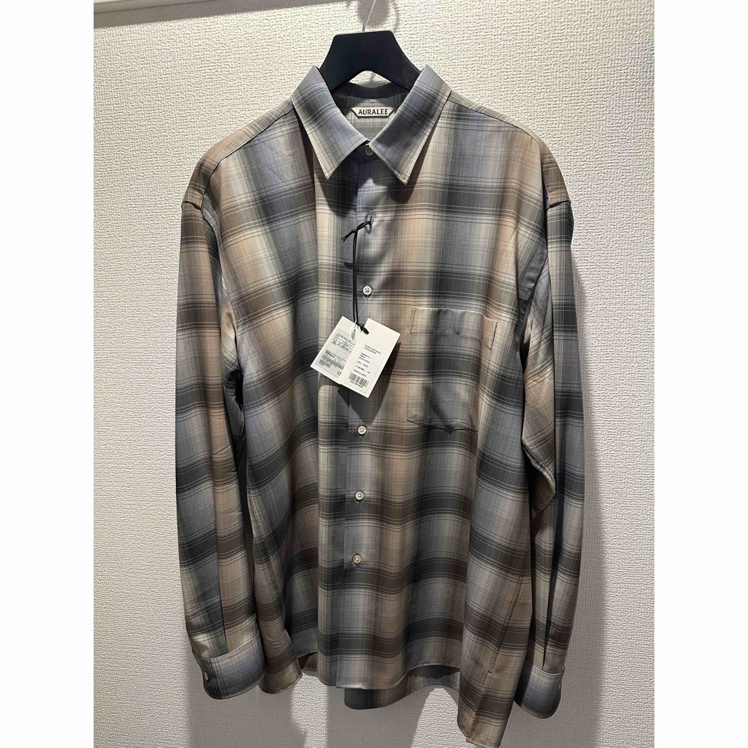 AURALEE - AURALEE SUPER LIGHT WOOL CHECK SHIRT 4の通販 by AURALEE - AURALEE SUPER LIGHT WOOL CHECK SHIRT 4の通販 by