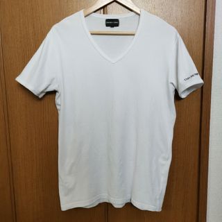 EMPORIO ARMANI Vネック 白Tシャツ ラインストーン XXL