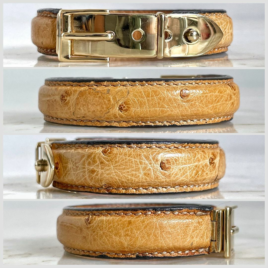 GUCCI グッチ オーストリッチ レザー・バングル ブレスレット 茶 GUCCI グッチ オーストリッチ レザー・バングル ブレスレット 茶