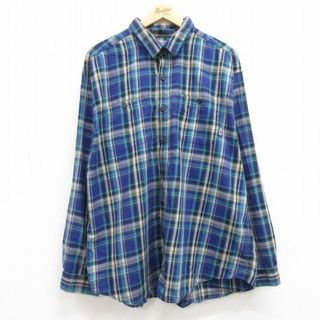 パタゴニア(patagonia)のXL★古着 パタゴニア patagonia 長袖 ブランド シャツ メンズ大きいサイズ コットン 紺他 ネイビー チェック 24jun05 中古 メンズ トップス(シャツ)