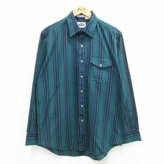 ウールリッチ(WOOLRICH)のXL★古着 ウールリッチ WOOLRICH 長袖 シャツ メンズ 80年代 80s 緑他 グリーン ストライプ 24jun05 中古 トップス(シャツ)