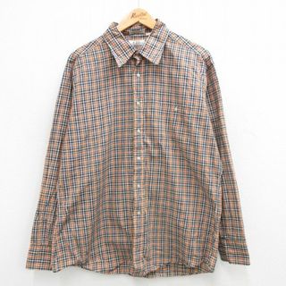 XL★古着 長袖 シャツ メンズ 80年代 80s コットン 紺他 ネイビー チェック 24jun05 中古 トップス(シャツ)