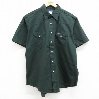 ラングラー(Wrangler)のXL★古着 ラングラー Wrangler 半袖 ウエスタン シャツ メンズ コットン 緑 グリーン 24jun05 中古 トップス(シャツ)