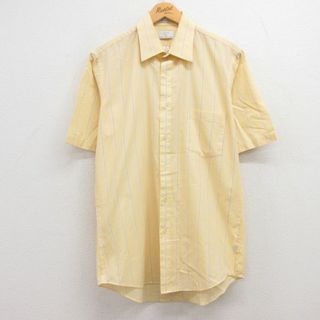 L★古着 バンヒューセン 半袖 シャツ メンズ 黄他 イエロー ストライプ 24jun05 中古 トップス(シャツ)