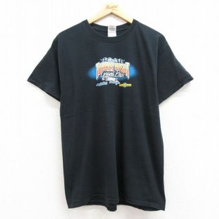 L★古着 半袖 Tシャツ メンズ レーシングカー ターキー コットン クルーネック 黒 ブラック 24jun05 中古(Tシャツ/カットソー(半袖/袖なし))