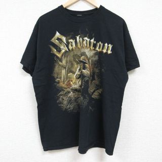 XL★古着 半袖 ロック バンド Tシャツ メンズ サバトン クルーネック 黒 ブラック 24jun05 中古(Tシャツ/カットソー(半袖/袖なし))