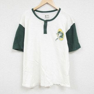 XL★古着 半袖 Tシャツ メンズ NFL ツートンカラー 大きいサイズ コットン ヘンリーネック 生成り他 アメフト スーパーボウル 24jun05 中古(Tシャツ/カットソー(半袖/袖なし))