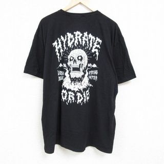 XL★古着 半袖 Tシャツ メンズ スカル 大きいサイズ クルーネック 黒 ブラック 24jun05 中古(Tシャツ/カットソー(半袖/袖なし))