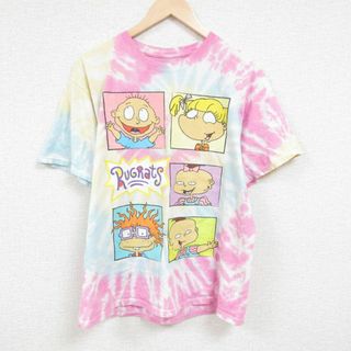 L★古着 半袖 Tシャツ メンズ アニメ ニコロデオン ラグラッツ レプター トミー コットン クルーネック ピンク他 タイダイ 24jun05 中古(Tシャツ/カットソー(半袖/袖なし))