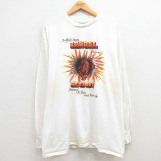 XL★古着 All Sport 長袖 ビンテージ Tシャツ メンズ 00年代 00s ベンガル 企業広告 大きいサイズ コットン クルーネック 白 ホワイト 24jun05 中古(Tシャツ/カットソー(半袖/袖なし))