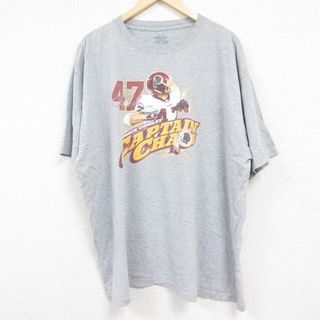 Reebok - XL★古着 リーボック REEBOK 半袖 ブランド Tシャツ メンズ NFL ワシントンレッドスキンズ クリスクーリー 47 大きいサイズ クルーネック グレー 霜降り アメフト スーパーボウル 24jun05 中古