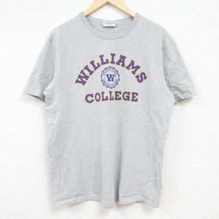 チャンピオン(Champion)のL★古着 チャンピオン Champion 半袖 ブランド Tシャツ メンズ ウィリアムズ カレッジ クルーネック グレー 霜降り 24jun05 中古(Tシャツ/カットソー(半袖/袖なし))