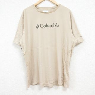 Columbia - XL★古着 コロンビア COLUMBIA Columbia 半袖 ブランド Tシャツ メンズ ビッグロゴ 大きいサイズ コットン クルーネック ベージュ カーキ 24jun05 中古