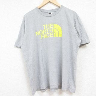 ノースフェイス(North Face)のXL★古着 ノースフェイス THE NORTH FACE 半袖 ブランド Tシャツ メンズ ビッグロゴ クルーネック グレー 霜降り 24jun05 中古(Tシャツ/カットソー(半袖/袖なし))