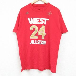 アディダス(adidas)のL★古着 アディダス adidas 半袖 ブランド Tシャツ メンズ NBA オールスター コービーブライアント 24 コットン クルーネック 赤 レッド バスケットボール 【spe】 24jun05 中古(Tシャツ/カットソー(半袖/袖なし))