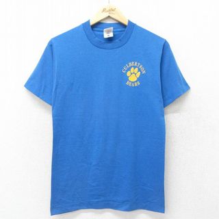 フルーツオブザルーム(FRUIT OF THE LOOM)のS★古着 フルーツオブザルーム 半袖 ビンテージ Tシャツ メンズ 90年代 90s CULBERTSON BEARS クルーネック 青 ブルー 24jun05 中古(Tシャツ/カットソー(半袖/袖なし))