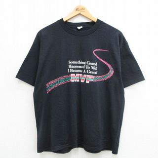 XL★古着 半袖 ビンテージ Tシャツ メンズ 80年代 80s MVP クルーネック 黒 ブラック 24jun05 中古(Tシャツ/カットソー(半袖/袖なし))