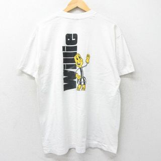 フルーツオブザルーム(FRUIT OF THE LOOM)のXL★古着 フルーツオブザルーム 半袖 ビンテージ Tシャツ メンズ 90年代 90s Willie ウォリーワイヤードハンド クルーネック USA製 白 ホワイト 【spe】 24jun05 中古(Tシャツ/カットソー(半袖/袖なし))