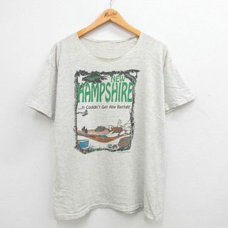 L★古着 半袖 ビンテージ Tシャツ メンズ 90年代 90s シカ ニューハンプシャー クルーネック 薄グレー 霜降り 24jun05 中古(Tシャツ/カットソー(半袖/袖なし))