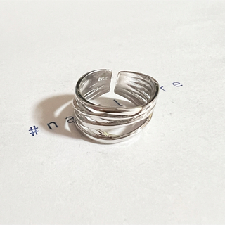 シルバーリング 925 銀 多重ワイド スリムライン 不規則 韓国 指輪④(リング(指輪))