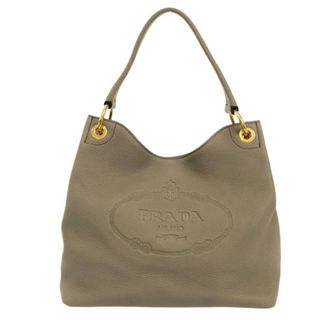 プラダ(PRADA)のPRADA(プラダ) ショルダーバッグ美品  - 1BC051 グレーベージュ 革タグ レザー(ショルダーバッグ)