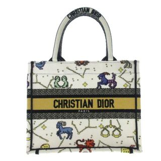 クリスチャンディオール(Christian Dior)のDIOR/ChristianDior(ディオール/クリスチャンディオール) トートバッグ ブックトートスモールバッグ 白×黒×マルチ ラッキーディオール/星座モチーフ ジャガード(トートバッグ)