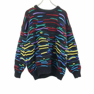 クージー(COOGI)のクージー 90s オールド 3D 総柄 長袖 ウール セーター M ブラック系 COOGI ニット メンズ(ニット/セーター)