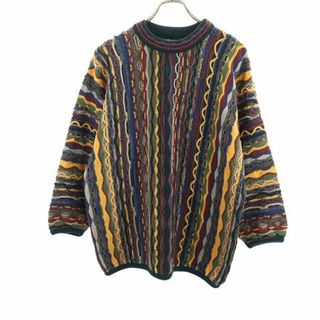 クージー(COOGI)のクージー 90s オールド 3D 総柄 長袖 3D ウール セーター S グリーン系 COOGI ニット メンズ(ニット/セーター)