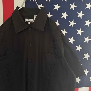 ChicElegant  キューバシャツ XL  80s ヴィンテージ ブラック(シャツ)