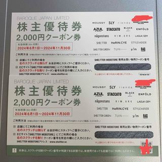 バロックジャパンリミテッド 株主優待券 4,000円分 2024年11月末