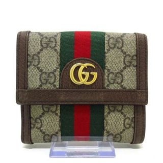 グッチ(Gucci)のGUCCI(グッチ) Wホック財布美品  GGプラス・GGスプリーム,オフィディア 523173 グレーベージュ×ダークブラウン×マルチ PVC(塩化ビニール)×レザー×化学繊維(財布)