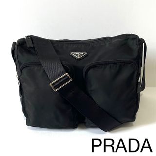 PRADA - PRADA プラダ ショルダーバッグ ナイロン×レザー ダブルポケット　黒