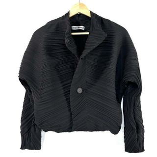 イッセイミヤケ(ISSEY MIYAKE)のISSEYMIYAKE(イッセイミヤケ) ジャケット サイズ2 M レディース美品  - 黒 長袖/ショート丈/プリーツ/春/秋(その他)